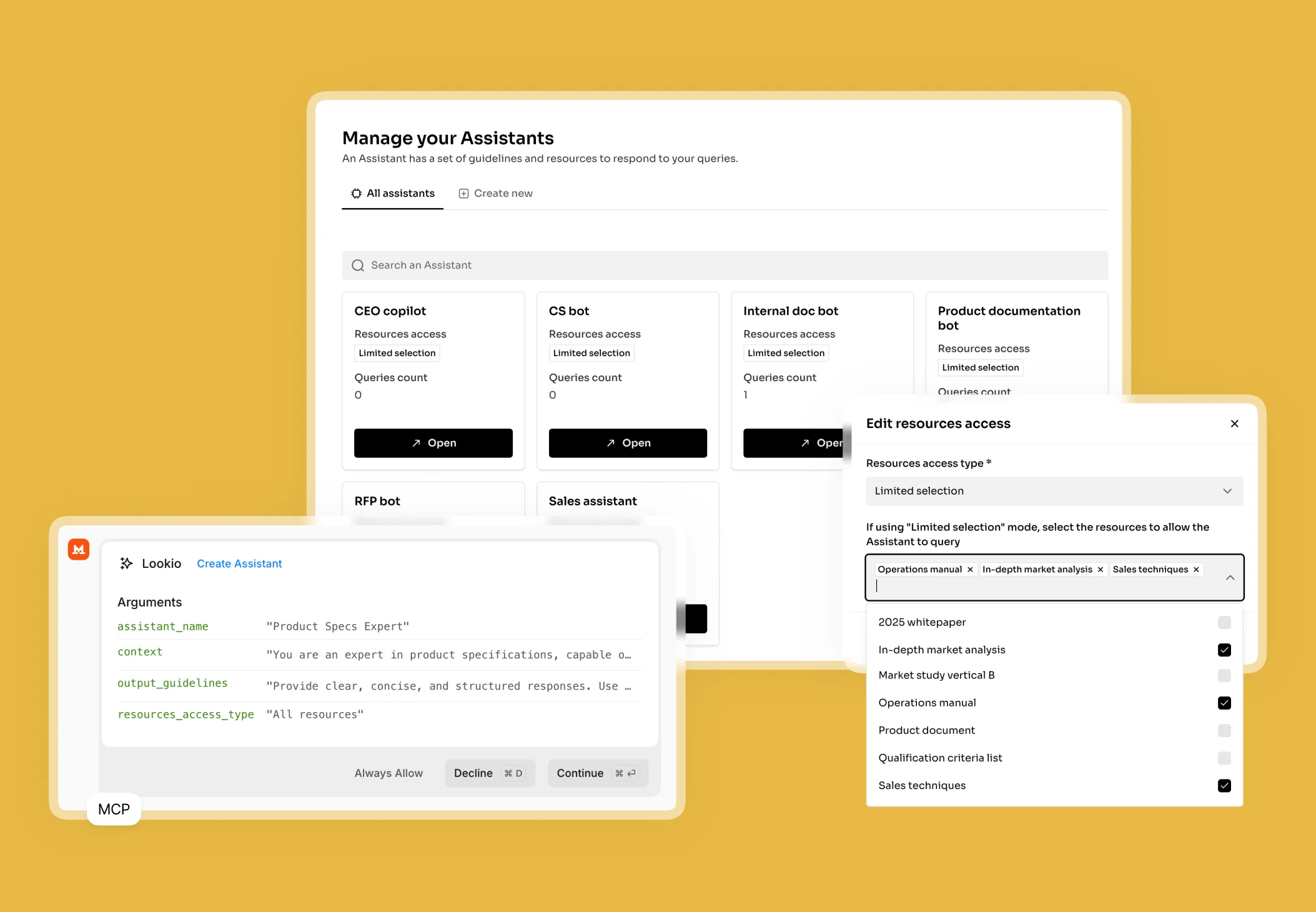 Configuring assistants in Lookio