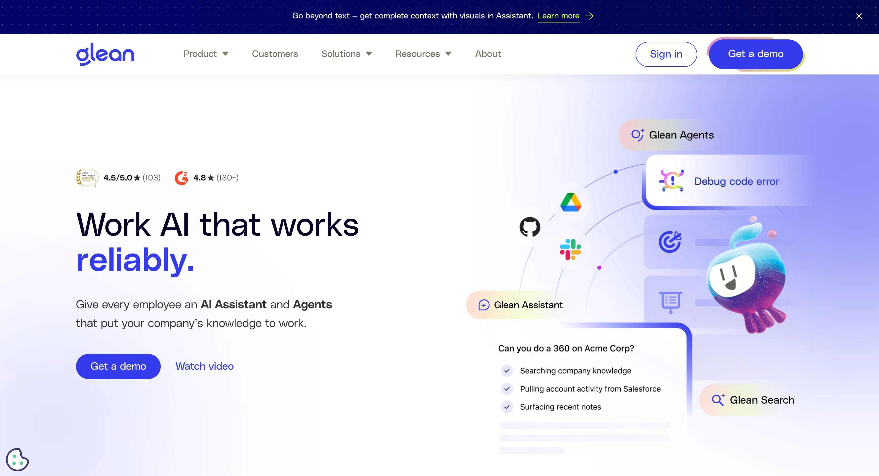 Glean home page screenshot