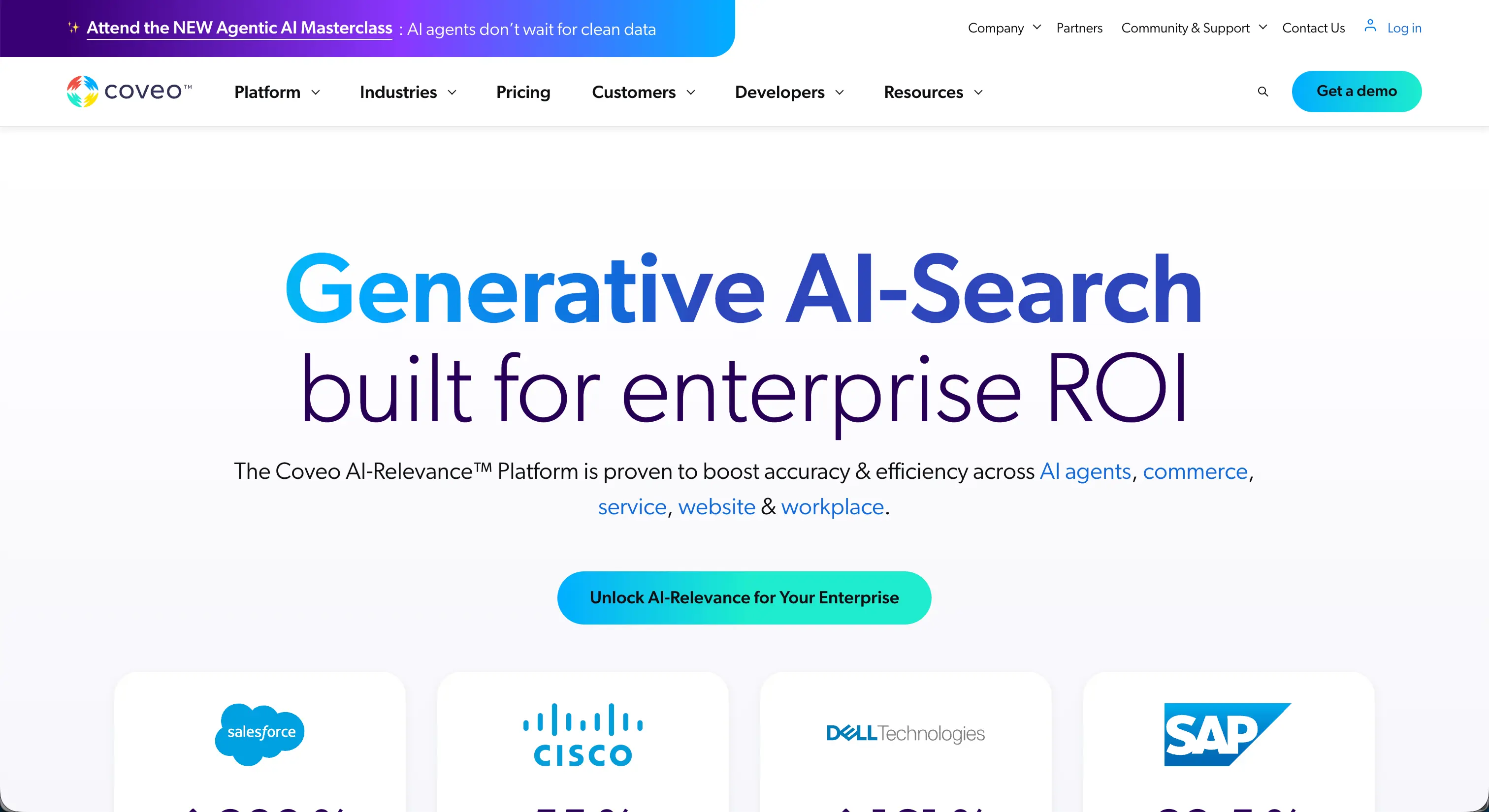 Coveo AI home page screenshot