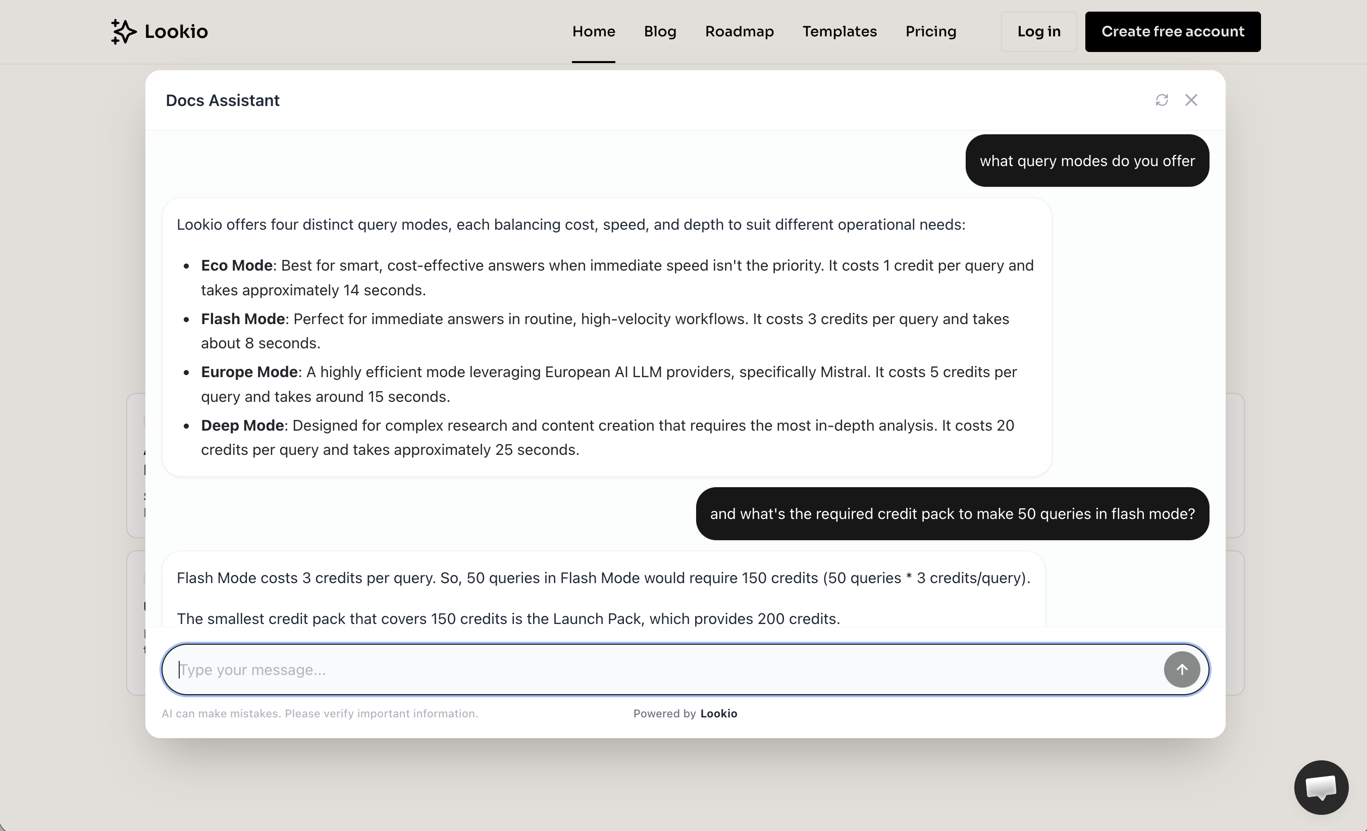 Lookio widget in action on a website