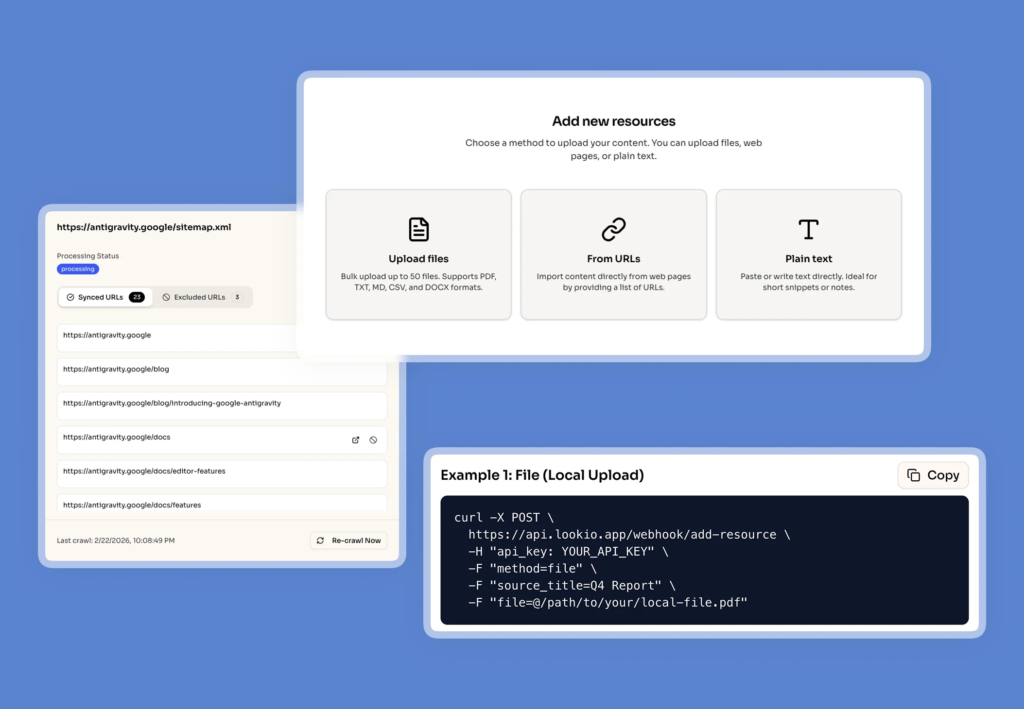 Managing resources in Lookio